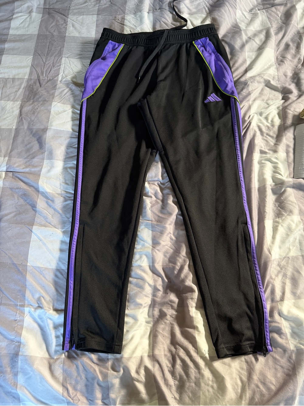 Mens Adidas - Black and Purple Athletic Track Pants